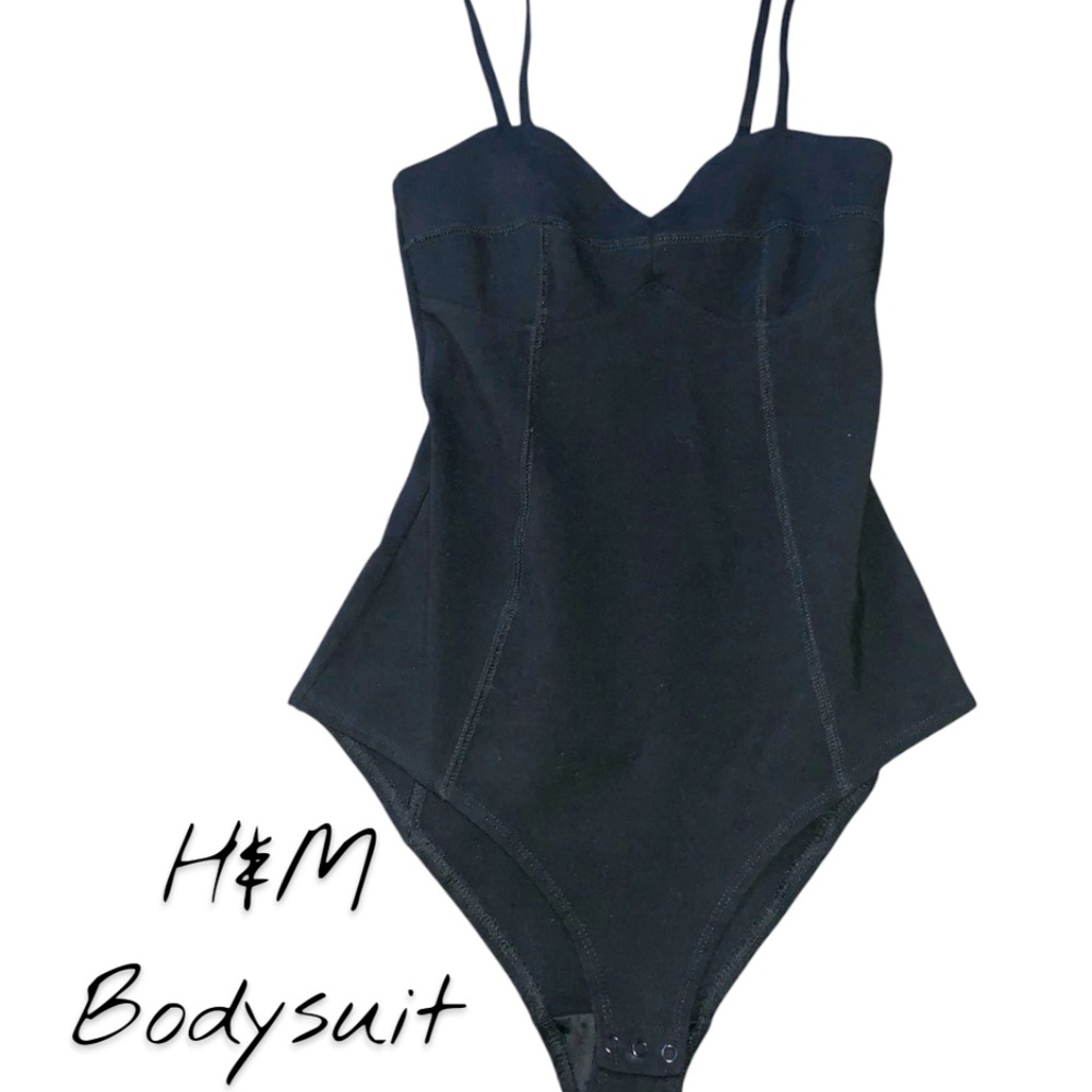 H&M bodysuit bodice bralette, adjustable straps, black, XS